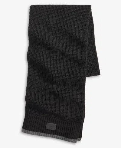 Cole Haan Men's Waffle-knit Scarf In Black