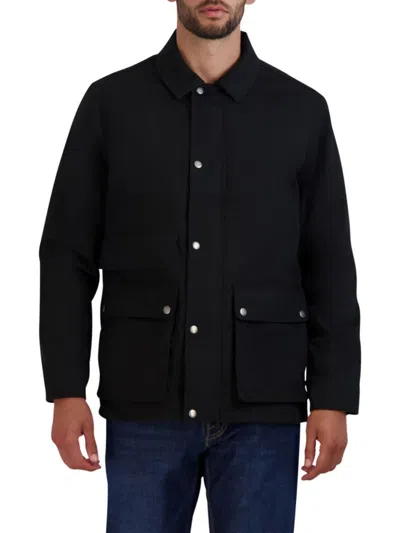 Cole Haan Men's Waxed Rain Jacket In Black