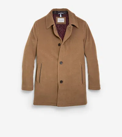 Cole Haan Men's Wool Blend Car Coat - Brown Size Medium In Camel
