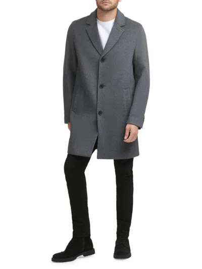 Cole Haan Men's Wool-blend Notch Collar Coat In Light Grey