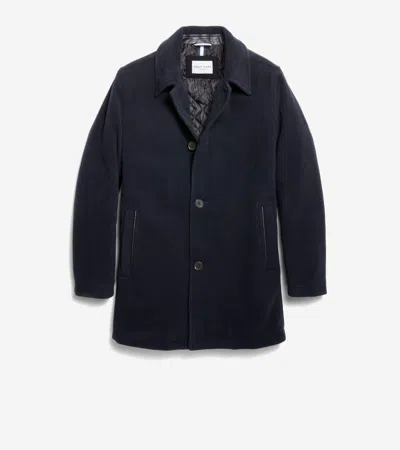Cole Haan Men's Wool Car Coat - Blue Size Small In Navy