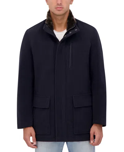 Cole Haan Men's Wool Plush Car Coat In Navy