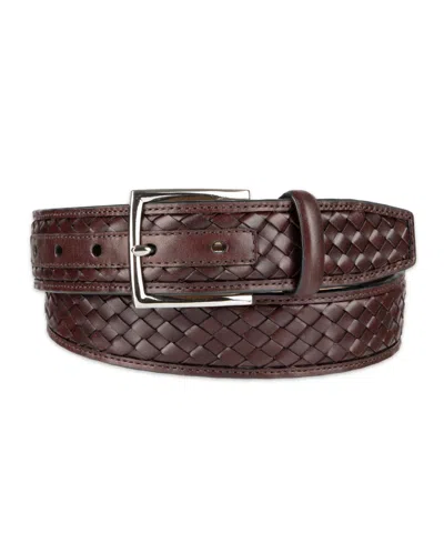 Cole Haan Men's Woven Inlay Leather Dress Belt In Brown