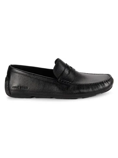 Cole Haan Men's Wyatt Moc Toe Penny Driving Loafers In Black