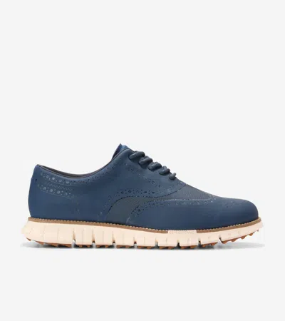 Cole Haan Men's Zerøgrand Remastered No Sew Wingtip Waterproof Golf Shoes - Blue Size 9.5