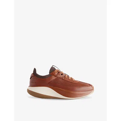 Cole Haan Mens Beige Comb Grandprø All-day Leather Running Trainers Eur 46 / 12 Uk In Brown
