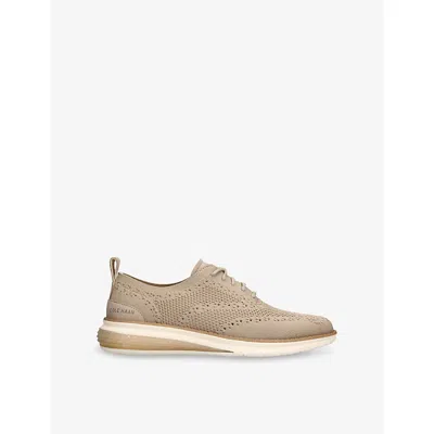 Cole Haan Mens Beige Zerøgrand Wingtip Stitchlite Knitted Oxford Shoes Eur 40 / 6 Uk