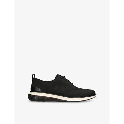 Cole Haan Mens Black Zerøgrand Wingtip Stitchlite Knitted Oxford Shoes Eur 43 / 9 Uk