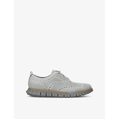 Cole Haan Mens Grey/light Zerøgrand Wingtip Stitchlite Knitted Oxford Shoes