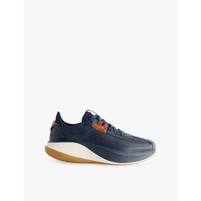 Cole Haan Mens Navy Grandprø All-day Leather Running Trainers Eur 41 / 7 Uk In Blue