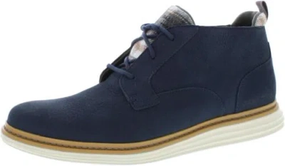 Pre-owned Cole Haan Mens Originalgrand Chukka Waterproof In Navy Blazer Nubuck/birch Waterproof