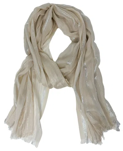 Cole Haan Metallic Stripe Oblong Scarf In Ivory