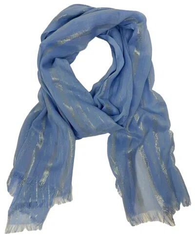 Cole Haan Metallic Stripe Oblong Scarf In Vista Blue