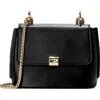 Cole Haan Mini Convertible Chain Leather Crossbody In Black