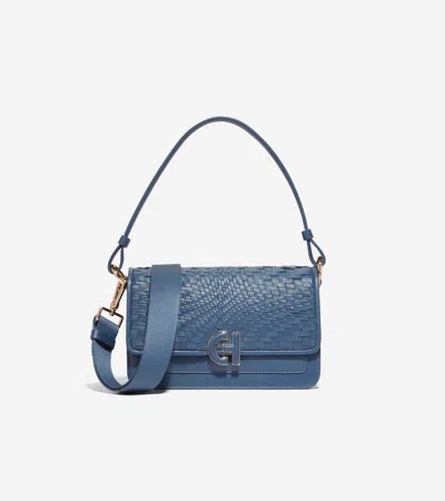 Cole Haan Mini Woven Shoulder Bag In Blue Wing Teal-genevieve Weave
