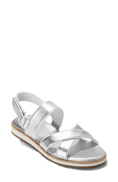Cole Haan Mirabelle Crisscross Sandal In Silver Metallic/white