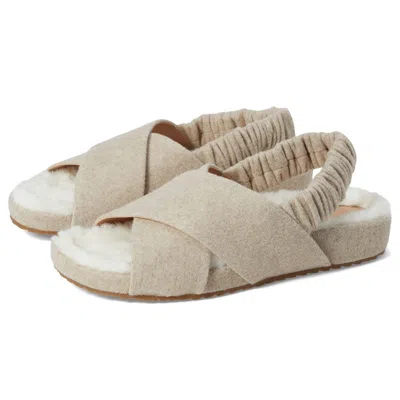 Cole Haan Mojave Sandals Womens Beige Faux Fur Crisscross Slingback Gal479 In Neutral