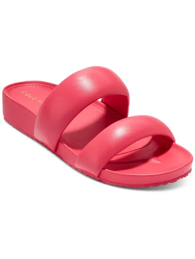 Cole Haan Mojave Womens Patent Leather Open Toe Slide Sandals In Pink