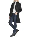 Cole Haan Moulded Collar Slick Wool-blend Coat In Black