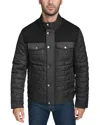 Cole Haan Box Triangle Quilted Wool-blend Jacket In Black