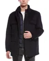 Cole Haan Multipockets Wool-blend Field Coat In Blue