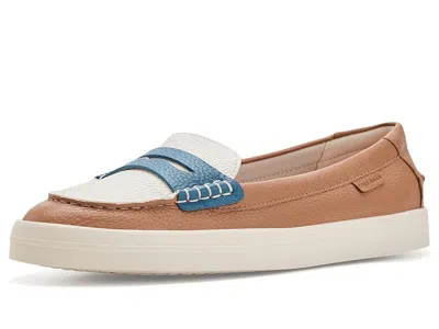 Cole Haan Nantucket Drift Penny Penny Loafers Women's Flat Shoes Biscuit/powder/provincial Blue Tumbled Leathe In Multi