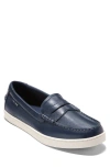 Cole Haan Nantucket Penny Loafer In Navy Blazer Pebbled Leathe