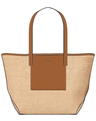 Cole Haan Nantucket Straw & Leather Tote In Pink
