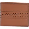 Cole Haan Naomi Brogue Leather Passcase Wallet In Brown