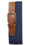 Cole Haan Neoprene & Leather Tip Belt In Blue
