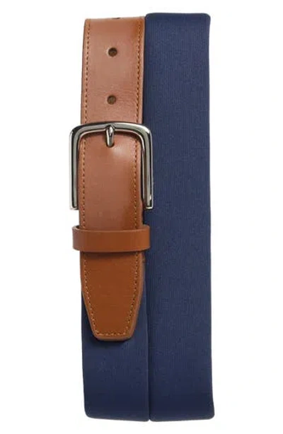 Cole Haan Neoprene & Leather Tip Belt In Blue