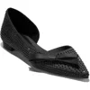 Cole Haan Noella Bow Satin Skimmer Flat In Black Satin,crystal