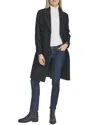 Cole Haan Notch Lapel Slick Wool-blend Coat In Black