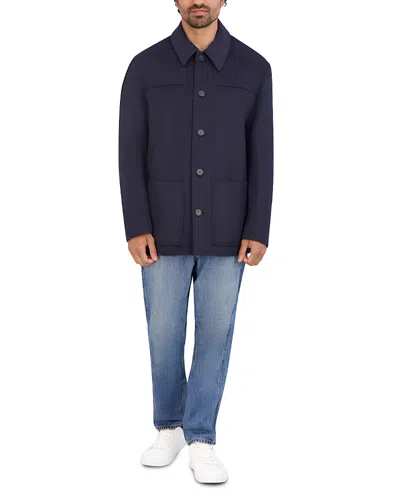 Cole Haan Novelty Topper Coat In Blue