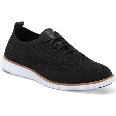 Cole Haan Original Grand Stitchlite Wingtip Oxford In Black Knit/optic White
