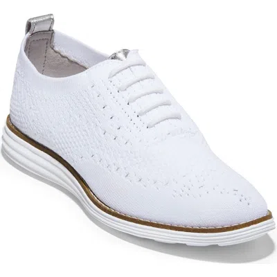 Cole Haan Original Grand Stitchlite Wingtip Oxford In Optic White Knit