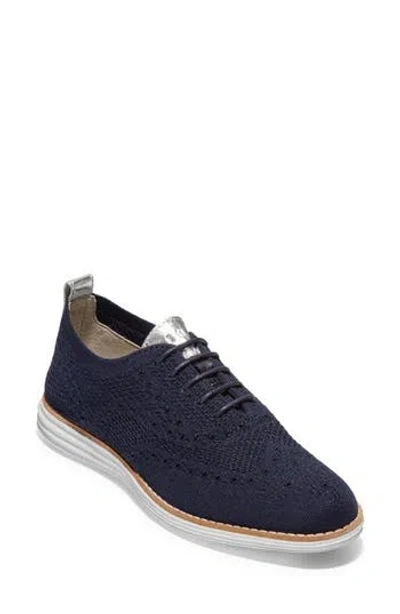 Cole Haan Originalgrand Knit Wingtip Oxford In Marine Blue
