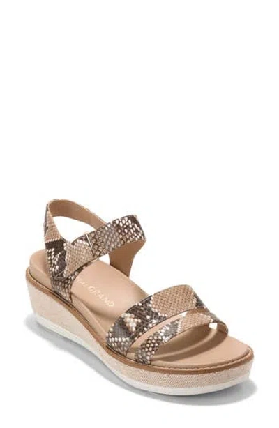 Cole Haan Og Peyton Snake-embossed Leather Flatform Sandal In Neutral