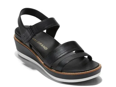 Cole Haan Og Peyton Flatform Leather Wedge Sandal In Black