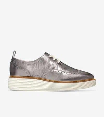 Cole Haan Originalgrand Platform Wingtip Oxford Women 8.5 Pewter Metallic Fzp401 (pewter Metallic,8.5)
