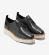 Cole Haan Originalgrand W28349-001 Women 7 Black Platform Wingtip Oxford Zpo1121 In Black