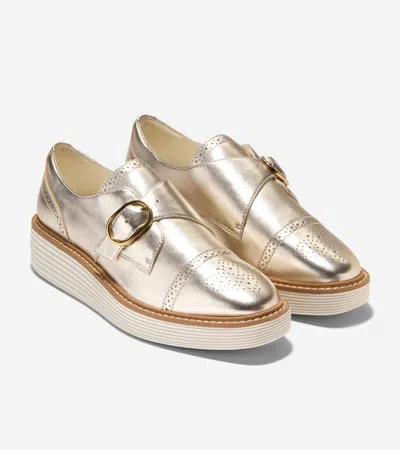 Cole Haan Originalgrand W31694 Oxfords Women's Gold Monk Strap Shoes Zogg419 In Gray