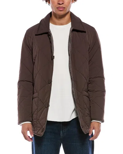 Cole Haan Oversize Diamond Quilt Reversible Jacket In Brown
