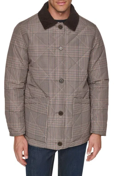 Cole Haan Oversized Diamond Quilt Reversible Jacket In Brown