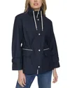 Cole Haan Oversized Pinstripe Rain Jacket In Navy
