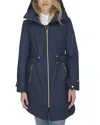 Cole Haan Travel Packable Hooded Rain Jacket In Blue