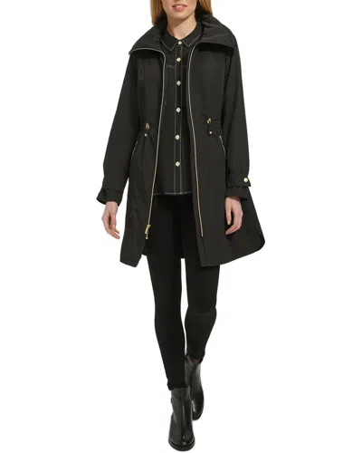 Cole Haan Travel Packable Hooded Rain Jacket In Black