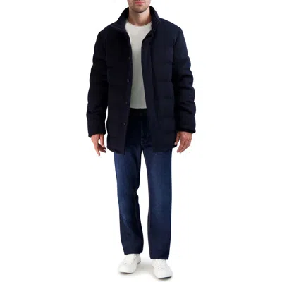 Cole Haan Padded Down Wool Blend Jacket In Blue
