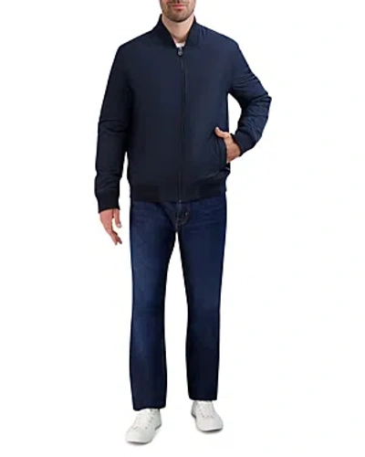 Cole Haan Padded Zip Front Bomber Jacket In Navy