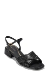 Cole Haan Patie Sandal In Black Perforated Leather